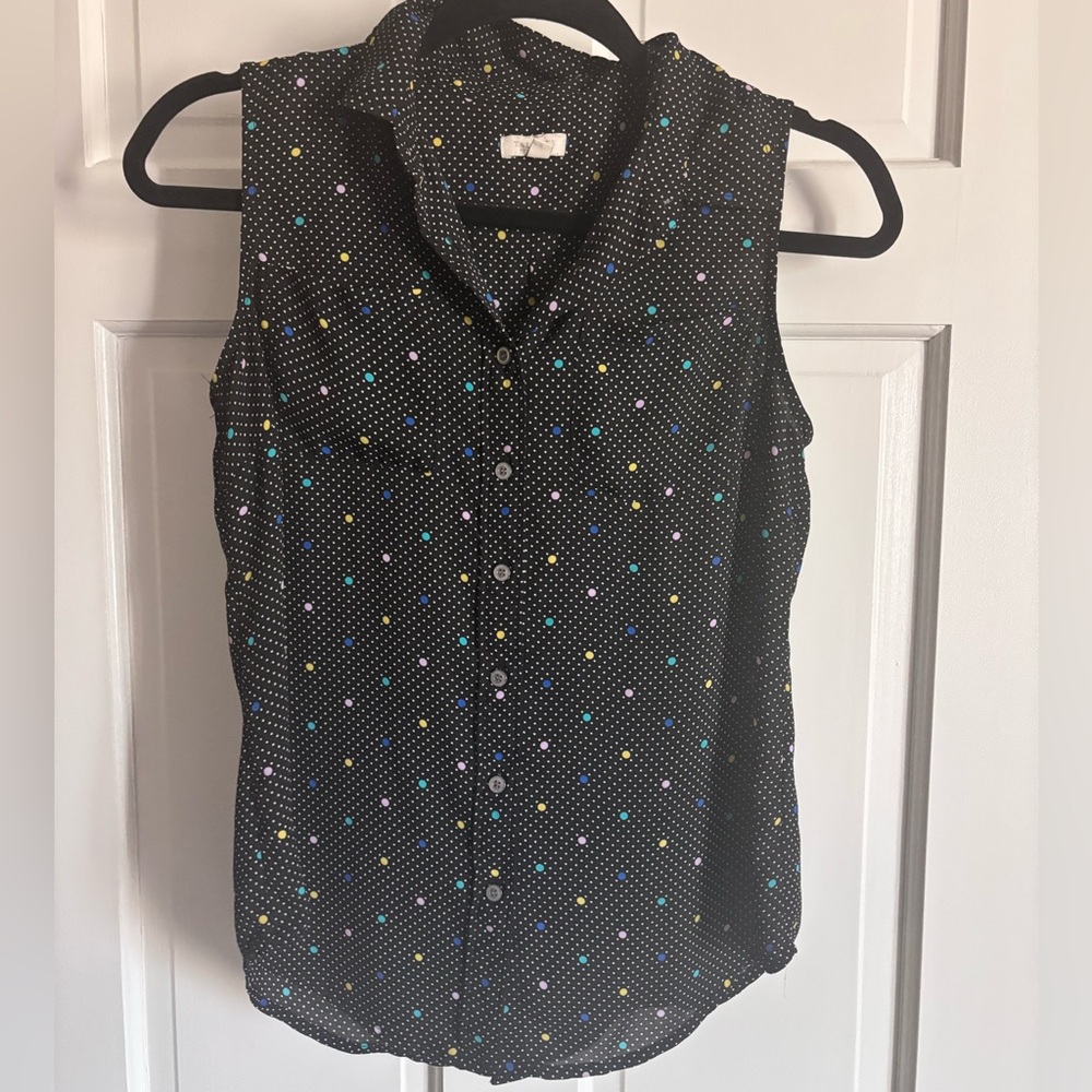 Talbots Black & White Polka Dot Blouse Size Small | Classic Career Top